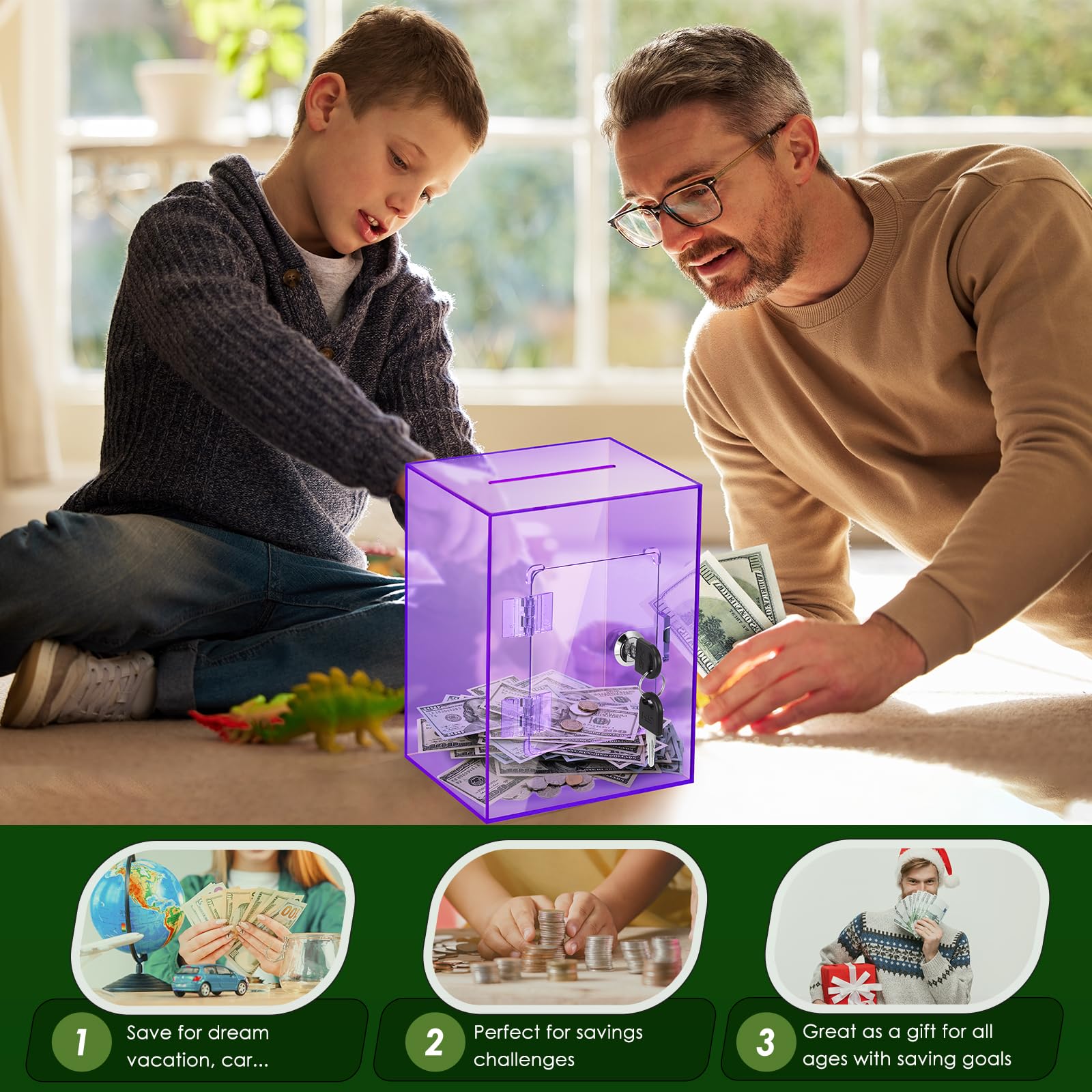 Vcertcpl 3.6L capacity piggy bank ideal for long-term goals.