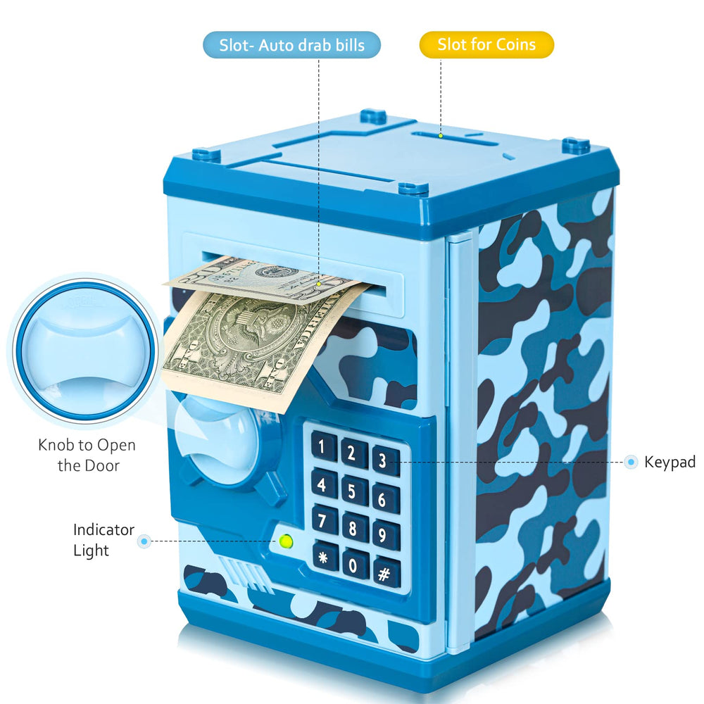 Vcertcpl piggy bank coin slot enables easy deposits for young savers.