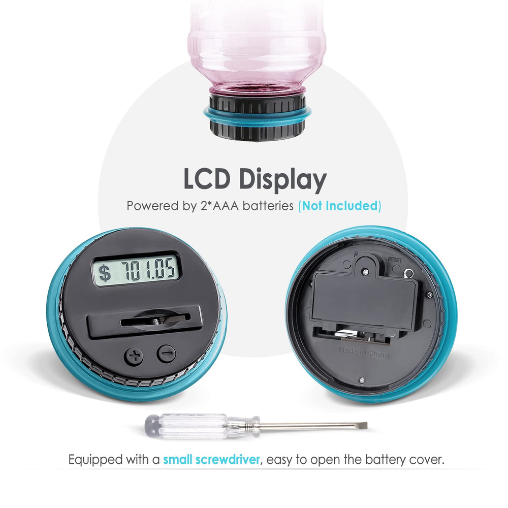 Vcertcpl pink piggy bank smart counter identifies coins by size