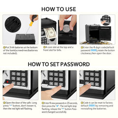 Vcertcpl piggy bank safe use showing secure storage for valuables