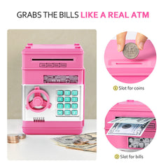Vcertcpl piggy bank with vibrant colors appealing to kids.