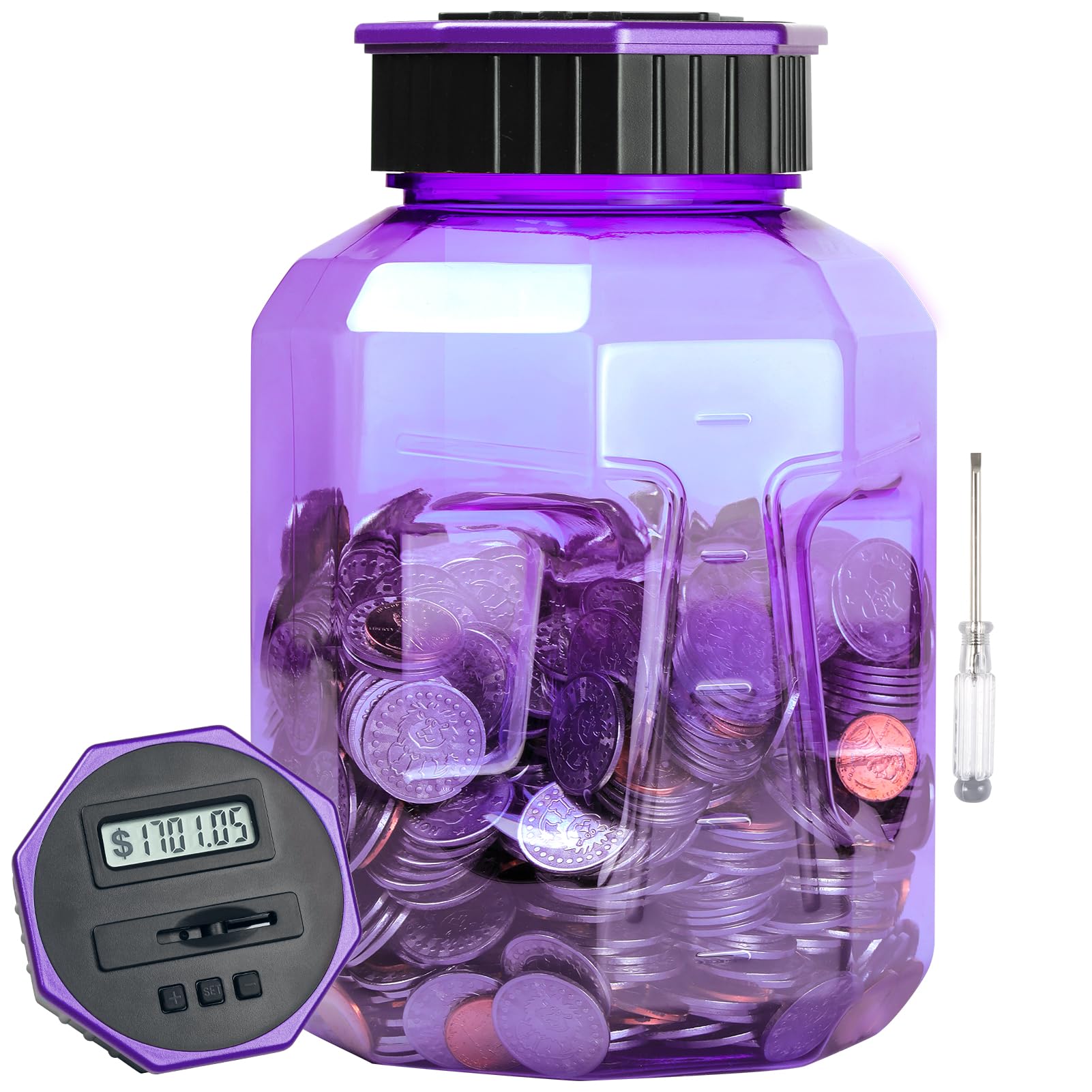 Vcertcpl xlarge piggy bank with LCD counter displaying total savings