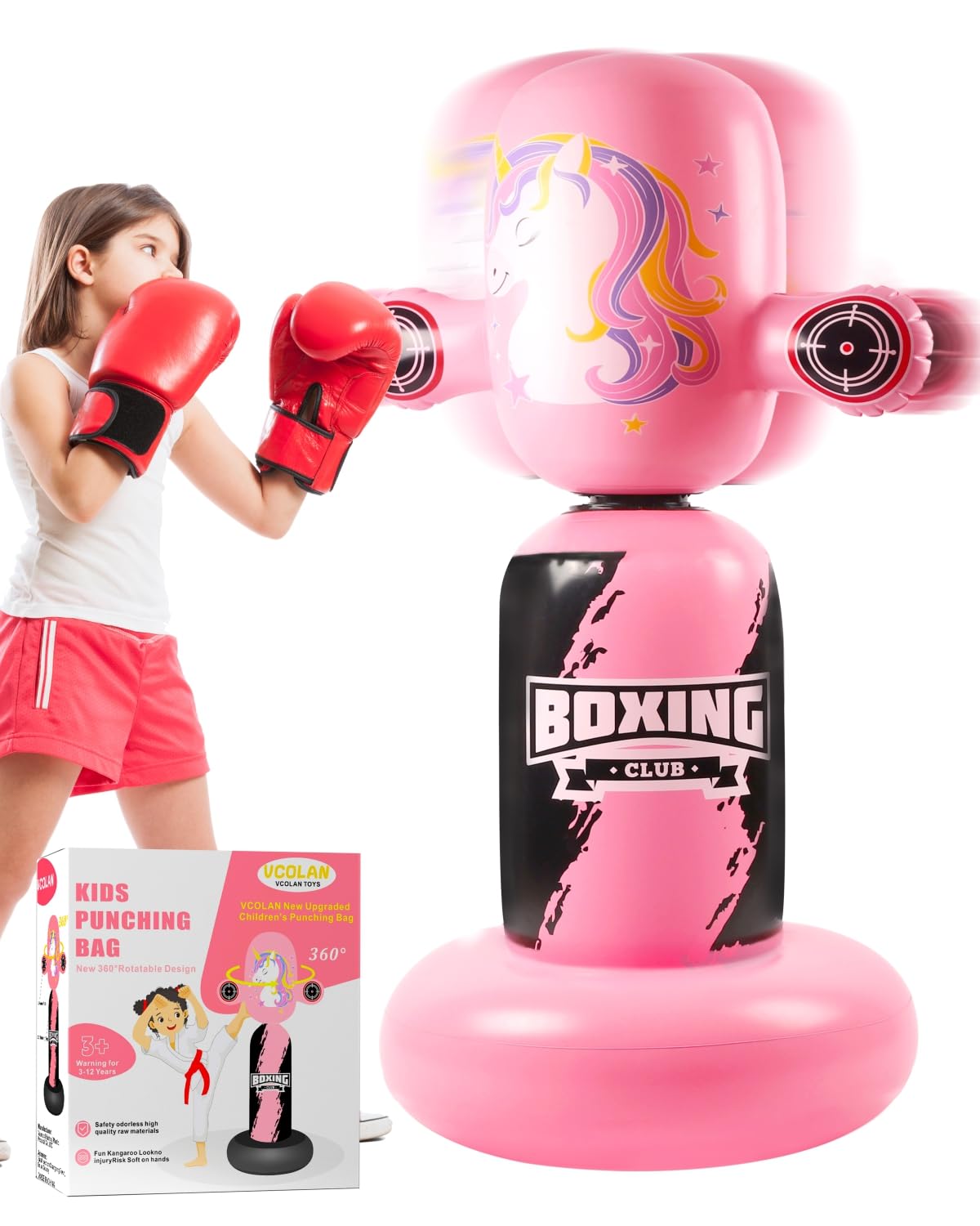 VCOLAN kids punching bag with 360 rotation top for dynamic practice