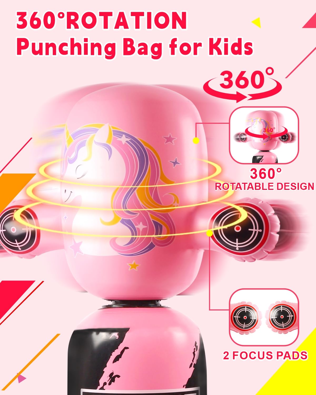 VCOLAN punching bag showing two focus pads for precise aim