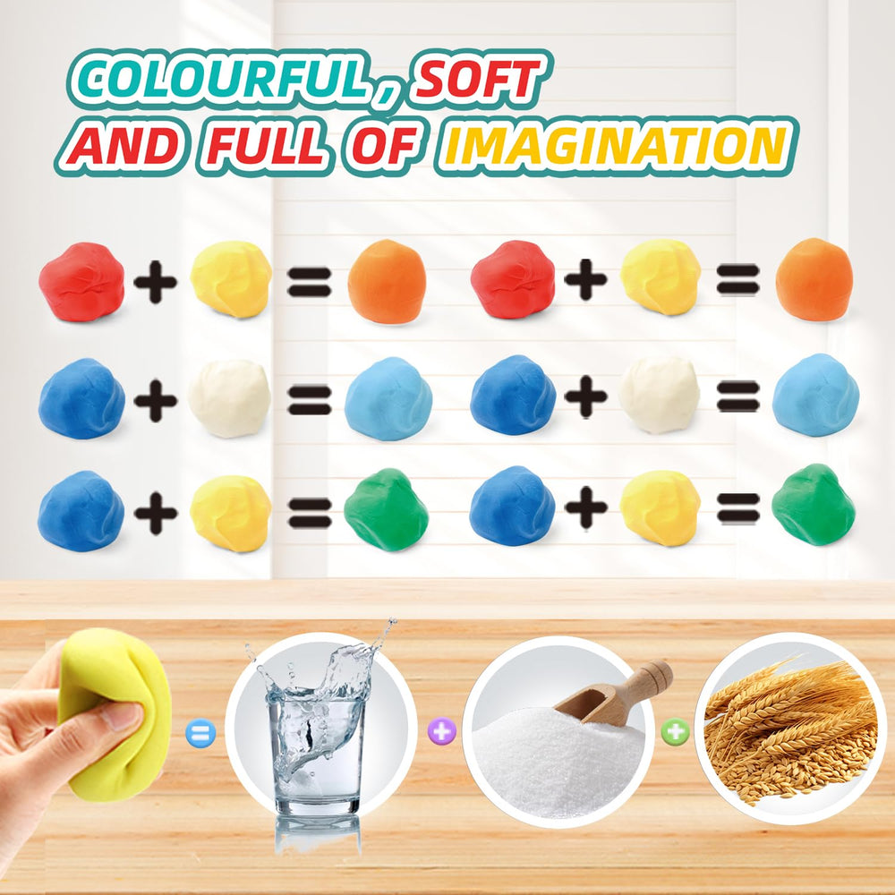 VConejo color dough pieces encouraging smooth shaping and mess-friendly crafts.