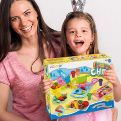 VConejo Color Dough Set back with tools enables diverse pretend food creations.