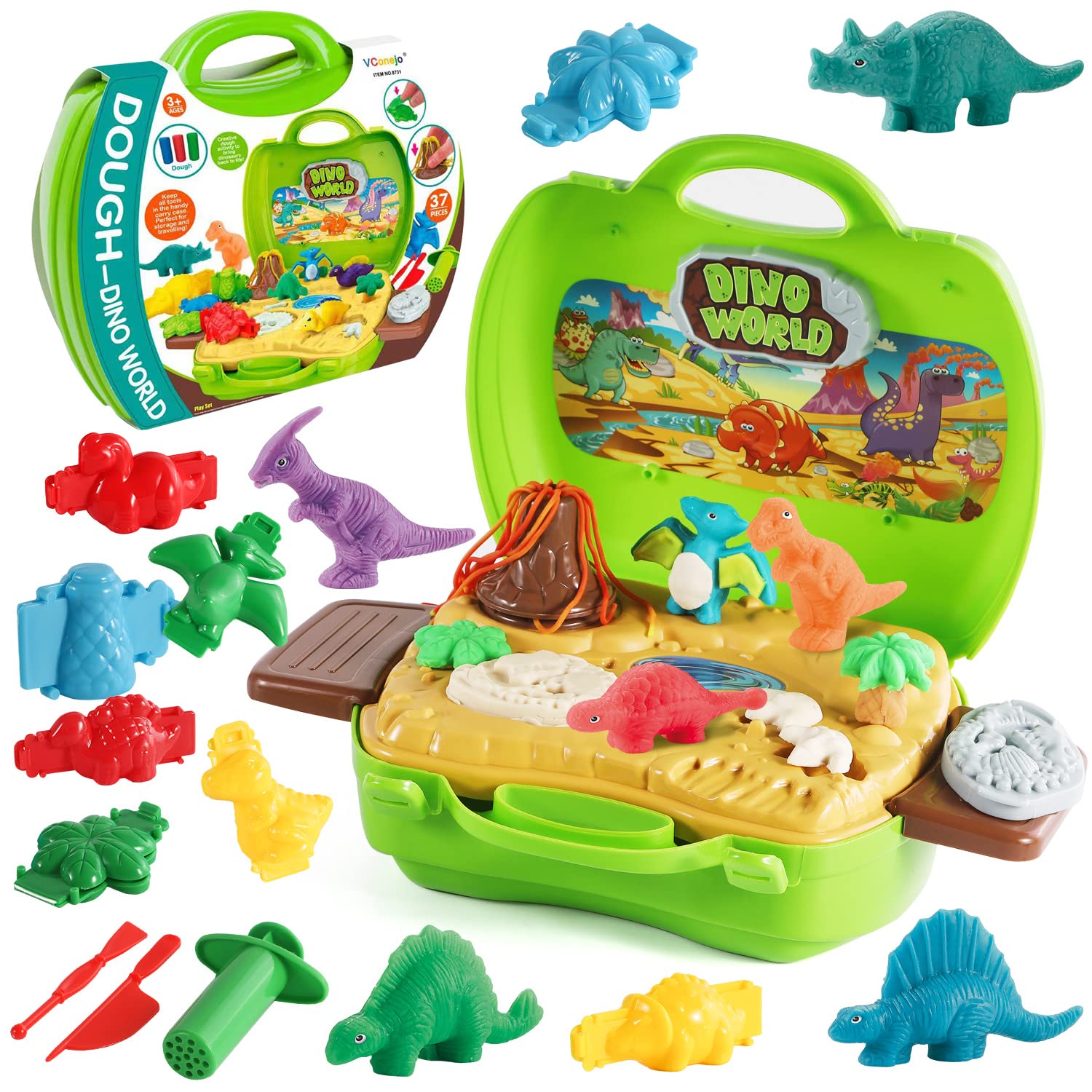 VConejo dinosaur color dough suitcase for portable, imaginative play and easy organization.