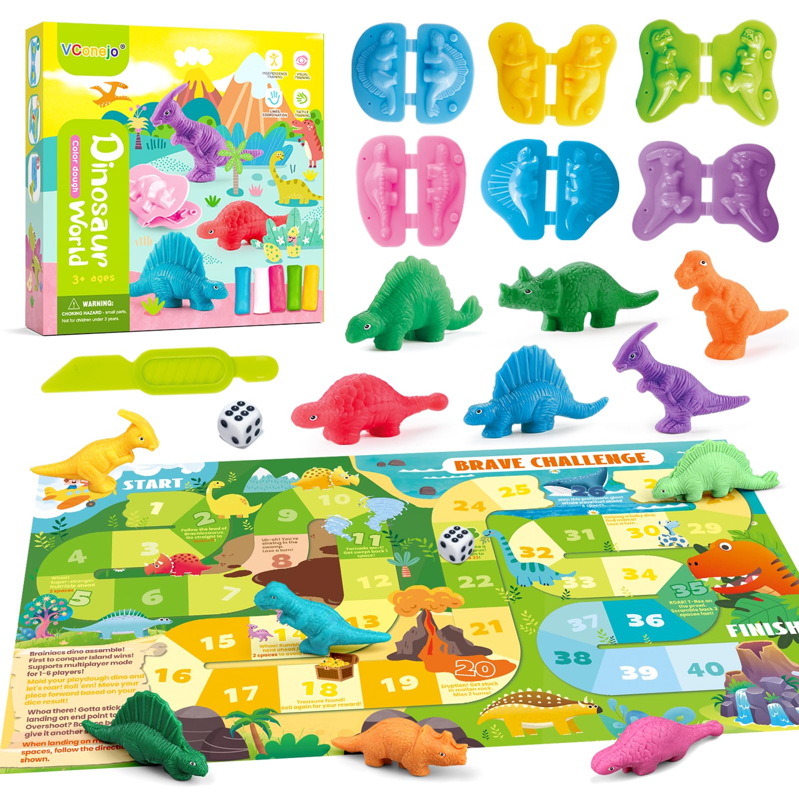 VConejo dinosaur dough set stegosaurs-model: durable, kid-safe tool for imaginative play and motor skills