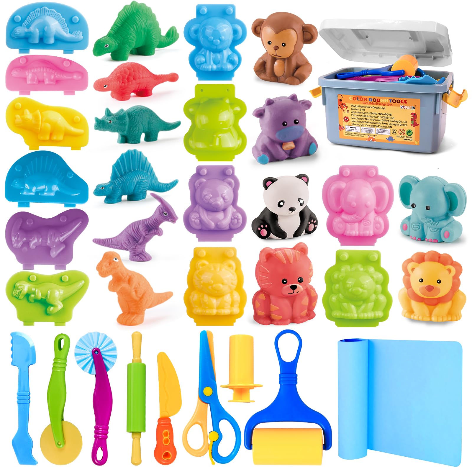 VConejo dough play storage box keeps tools organized for on-the-go creativity