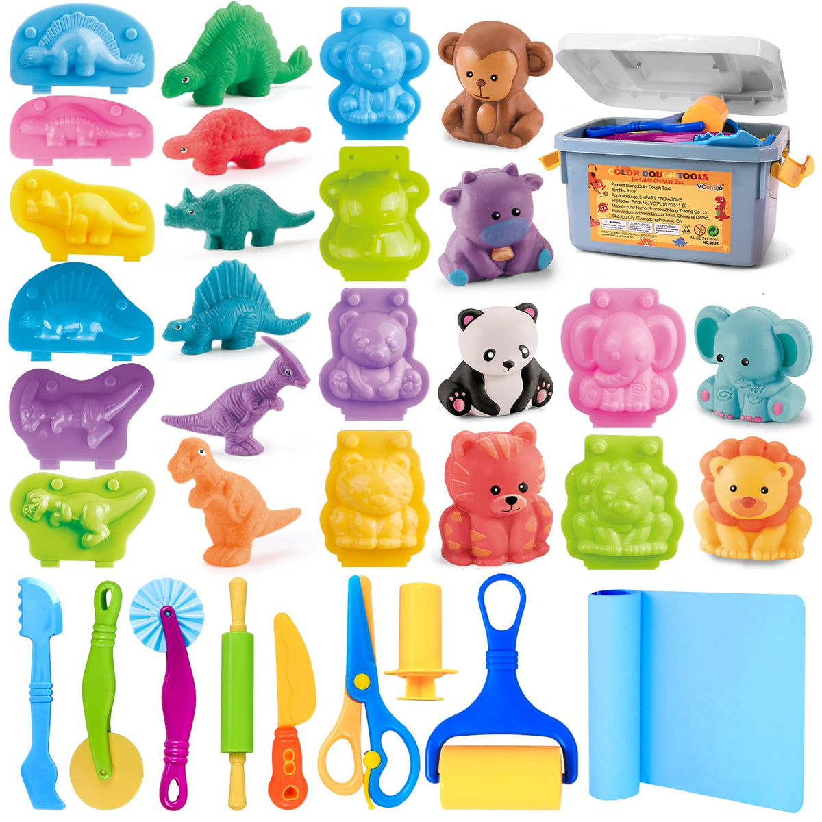 VConejo dough play storage box keeps tools organized for on-the-go creativity