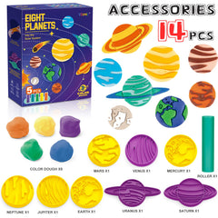 VConejo eight-planet shapes ready to press into dough for hands-on space learning.