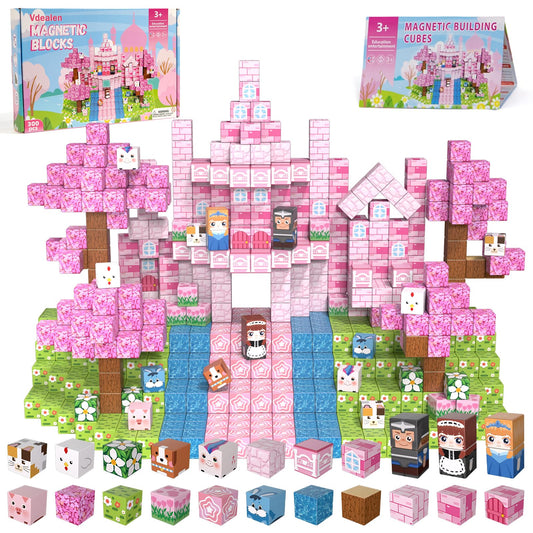 Vdealen pattern ideas booklet paired with magnetic blocks for guided or creative play