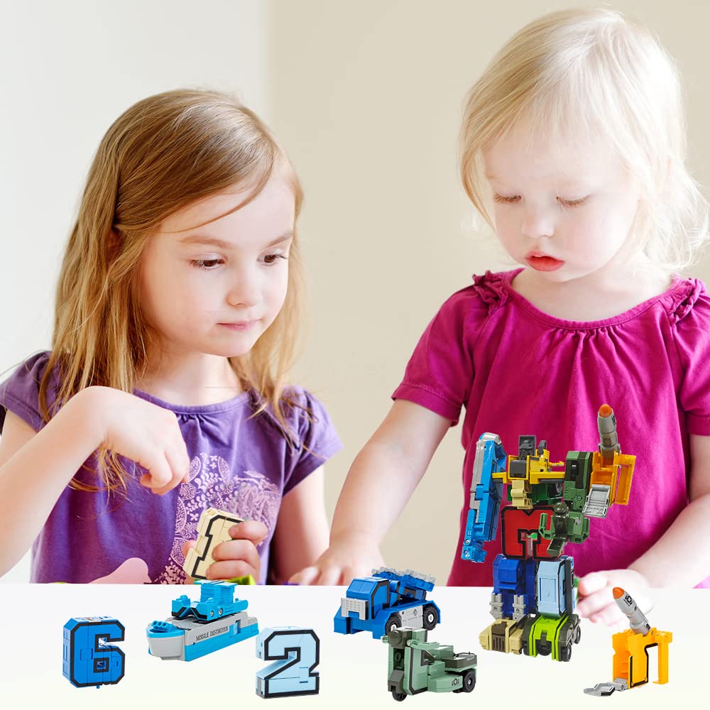 VEAIS Alpha Bot combiner-robot transformation supports hands-on counting activities.