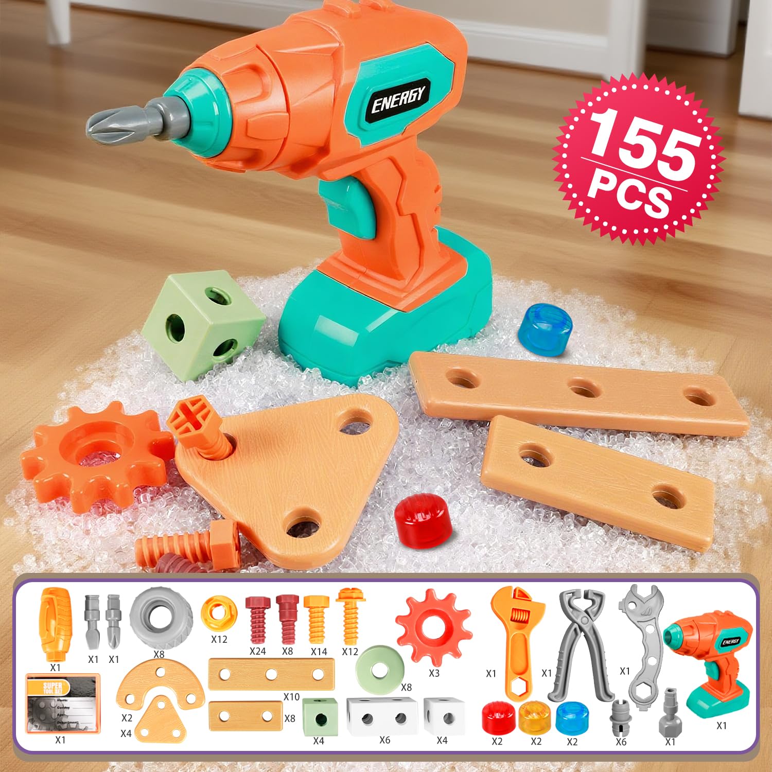 VEAIS handheld tool kit with screwdriver and wrench for hands-on assembly.