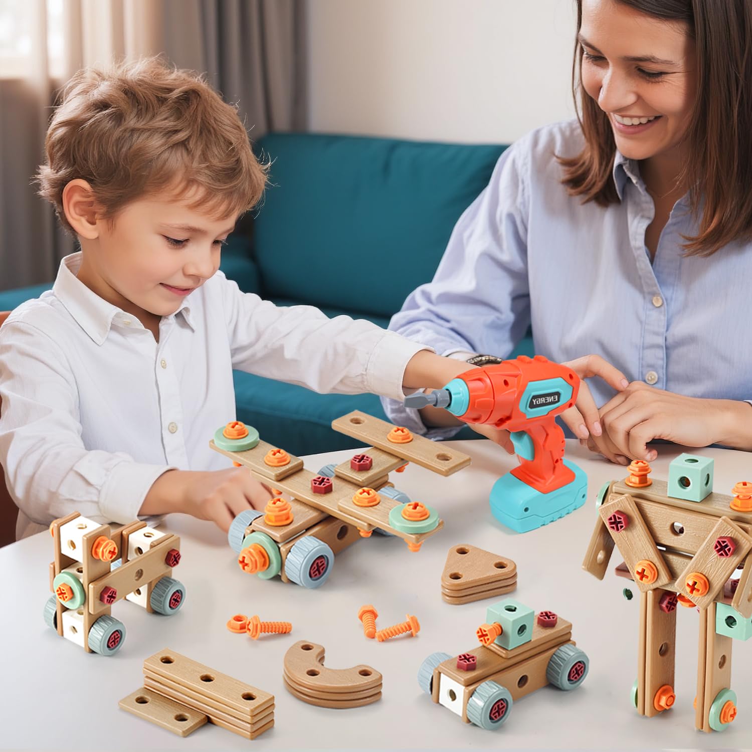 VEAIS Kid Safe Electric Drill: supports safe, guided assembly projects.