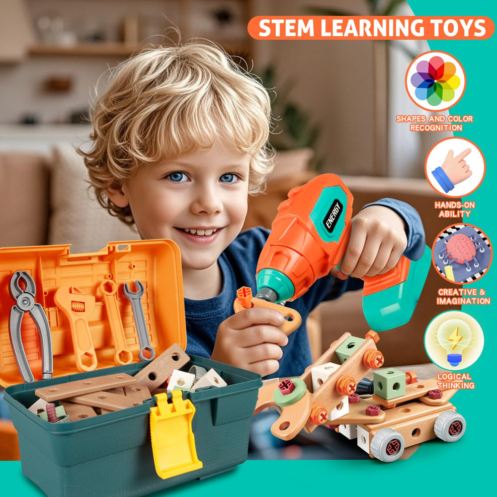VEAIS kid safe electric drill enabling easy, stable construction for little builders