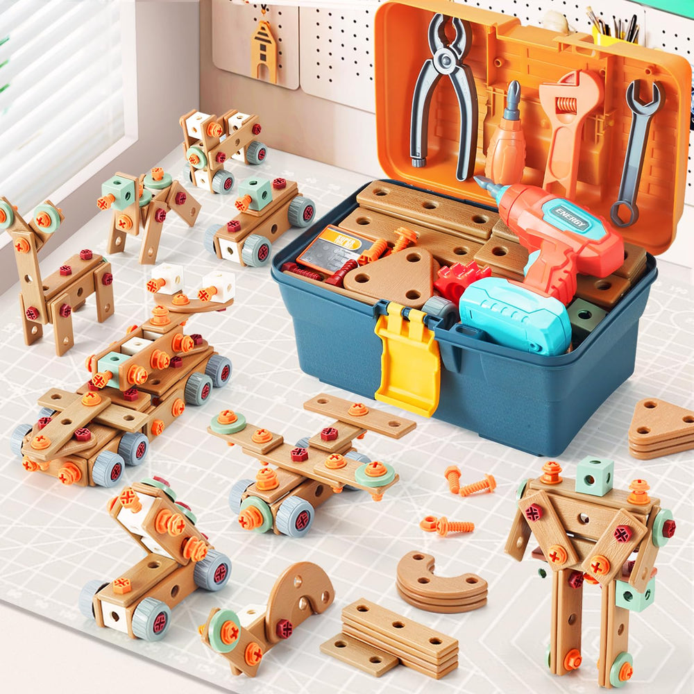 VEAIS Kids Tool Set with 148 pieces for collaborative building and imaginative play