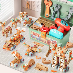 VEAIS Kids tool set with drill and 155 pieces for imaginative STEM play.