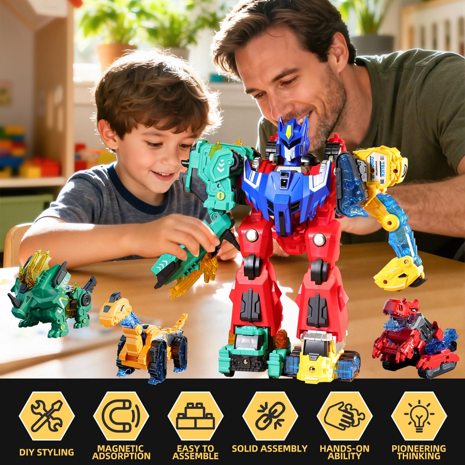 VEAIS magnetic-connecting-pieces enhance quick assembly and early problem solving during play.