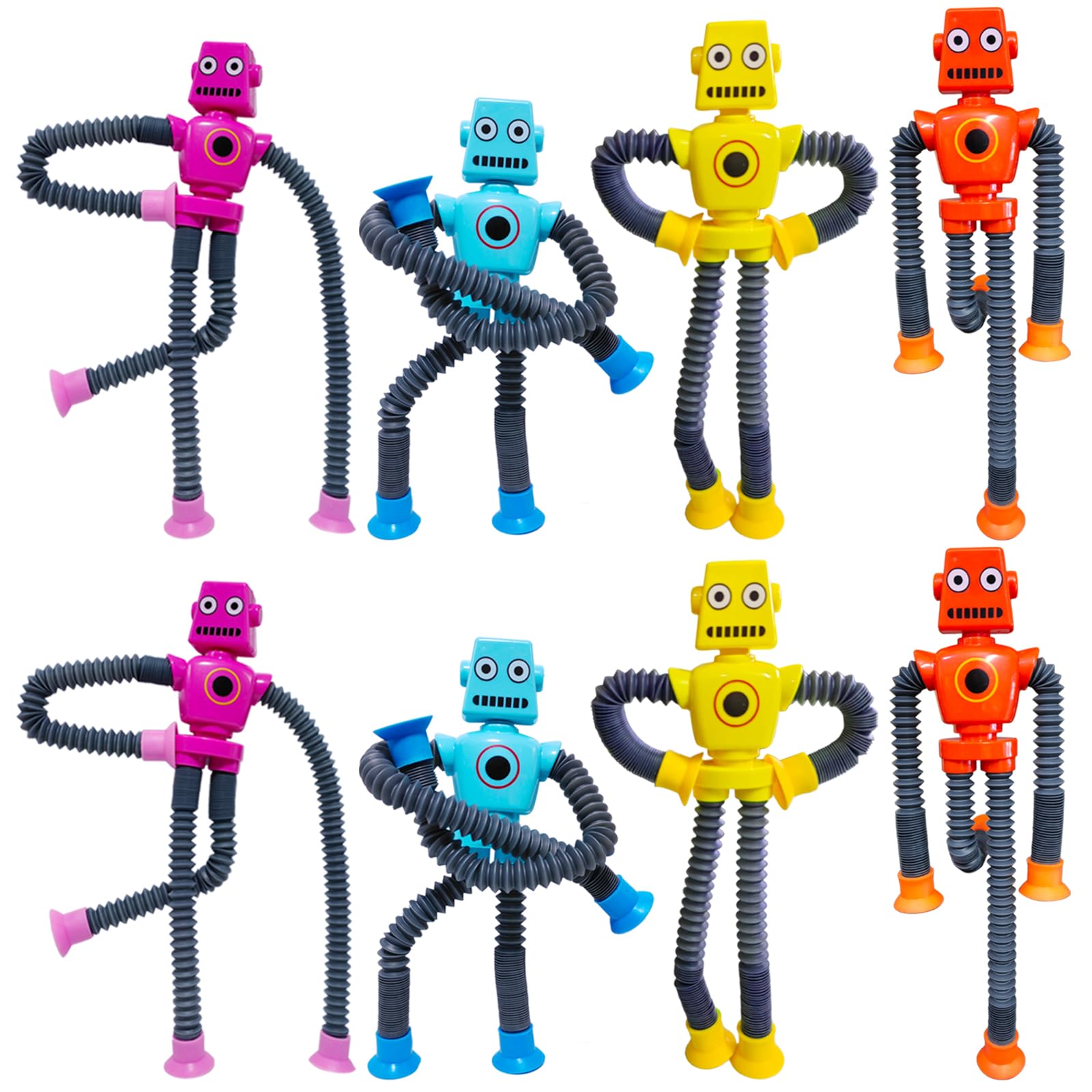 Veakeqe suction-cup robot toy assembled with colorful tubes for tactile play