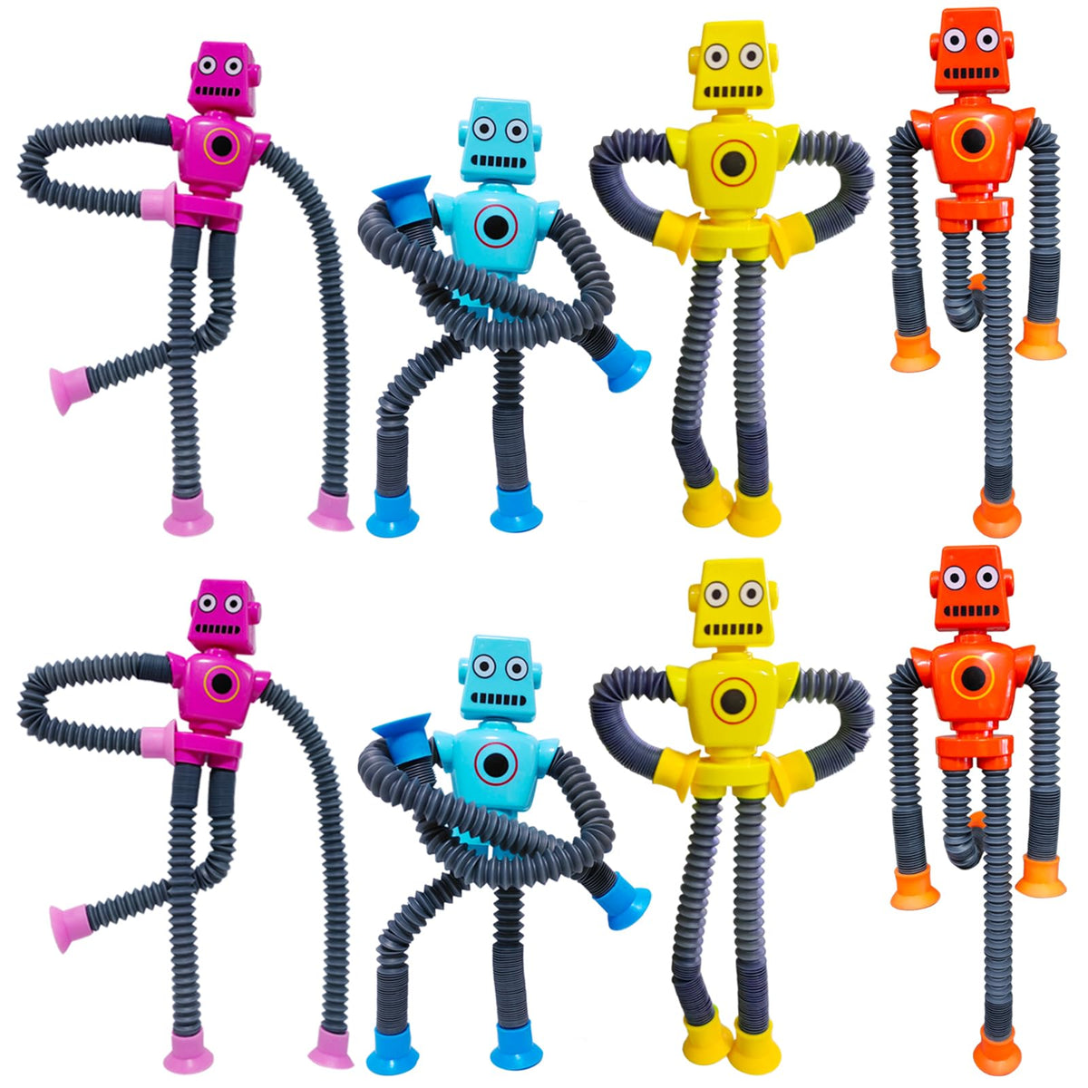 Veakeqe suction-cup robot toy assembled with colorful tubes for tactile play