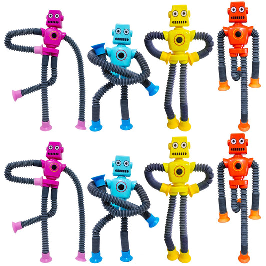 Veakeqe suction-cup robot toy assembled with colorful tubes for tactile play