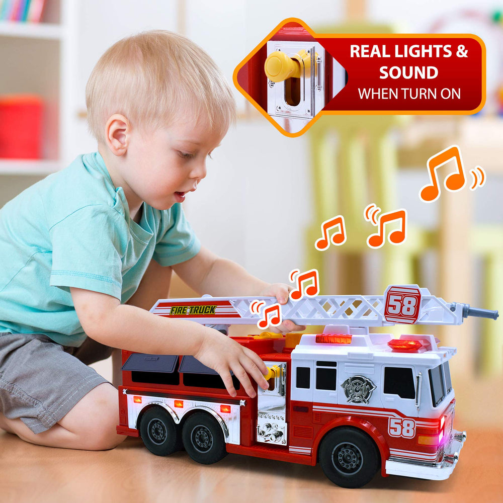 VEBO big red fire truck designed for indoor and outdoor play