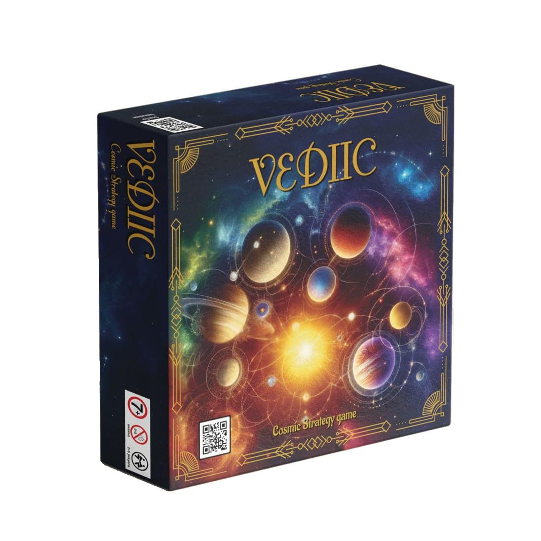 Vediic space board with pawns, ideal for a family game night and strategic thinking.