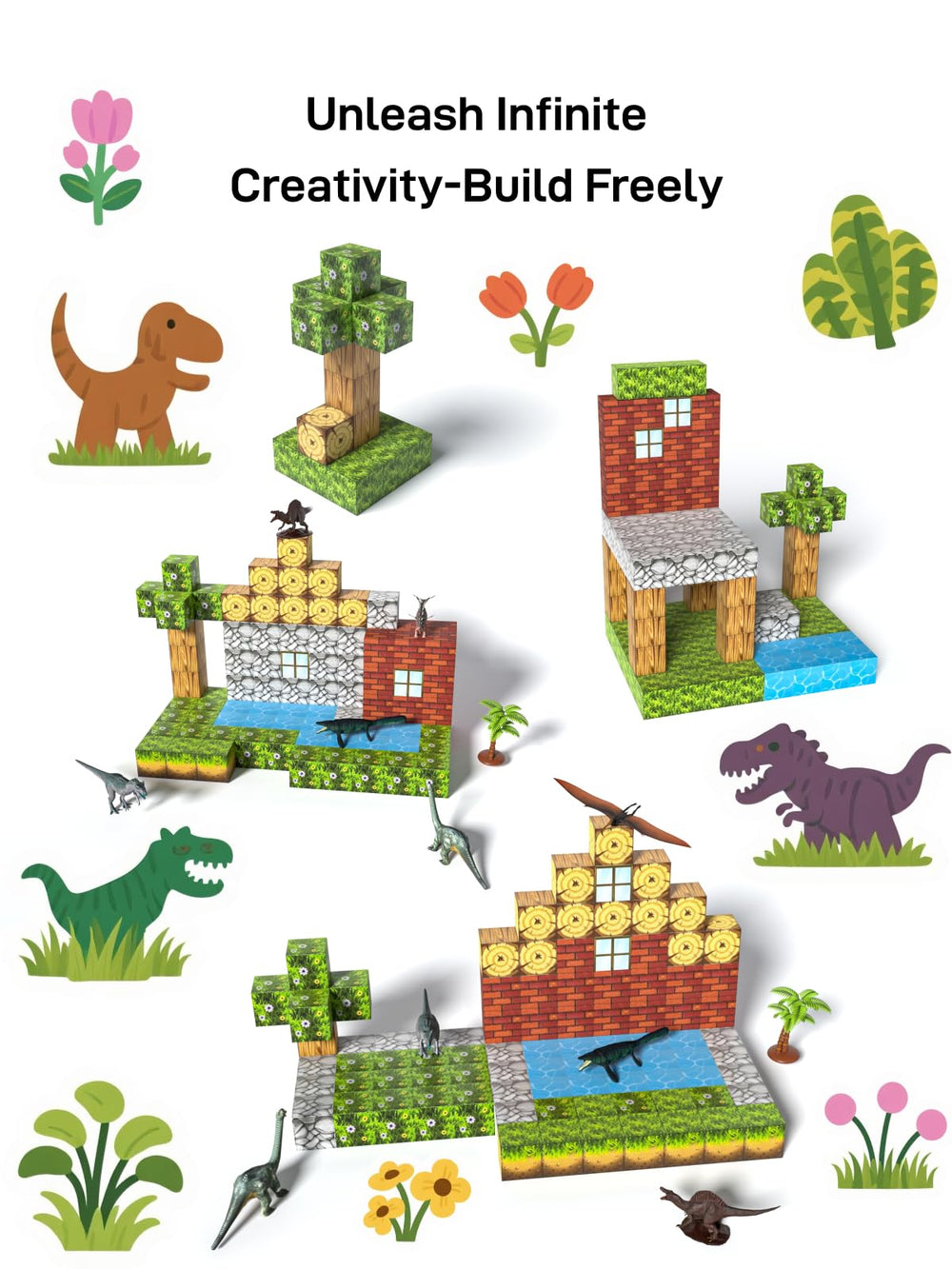 Veecafiodi colorful blocks stem building promotes fine motor skills while constructing vibrant scenes.