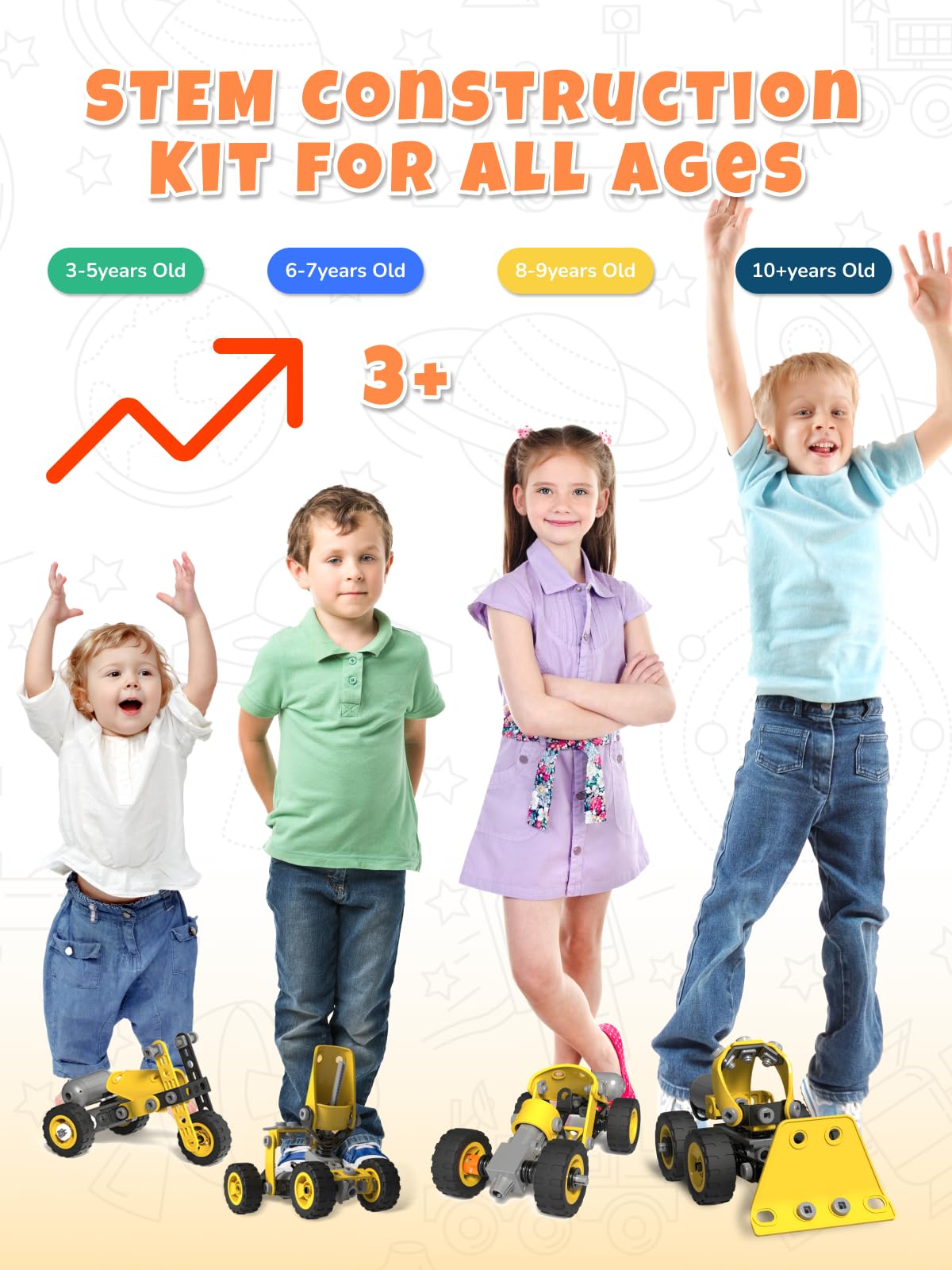 Veecafiodi motorcycle assembly encourages focused play and mechanical thinking.