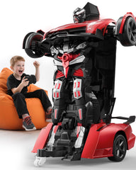 Veeniix V992 transform RC car red front view highlights sleek design and quick transition.