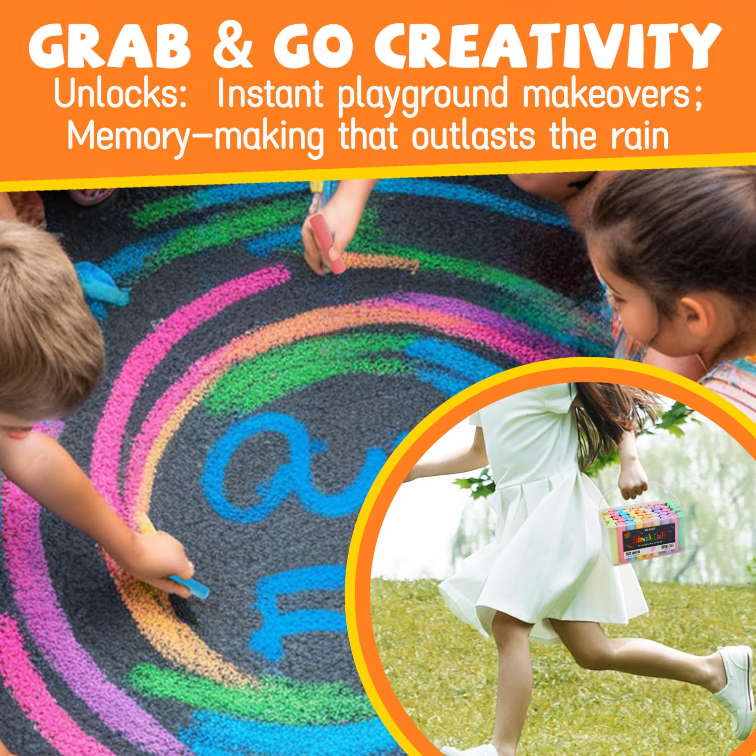 VEESA outdoor chalk sparks creative, screen-free play in parks and driveways.