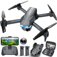 Velcase dark grey drone with 1080p camera in flight for crisp shots