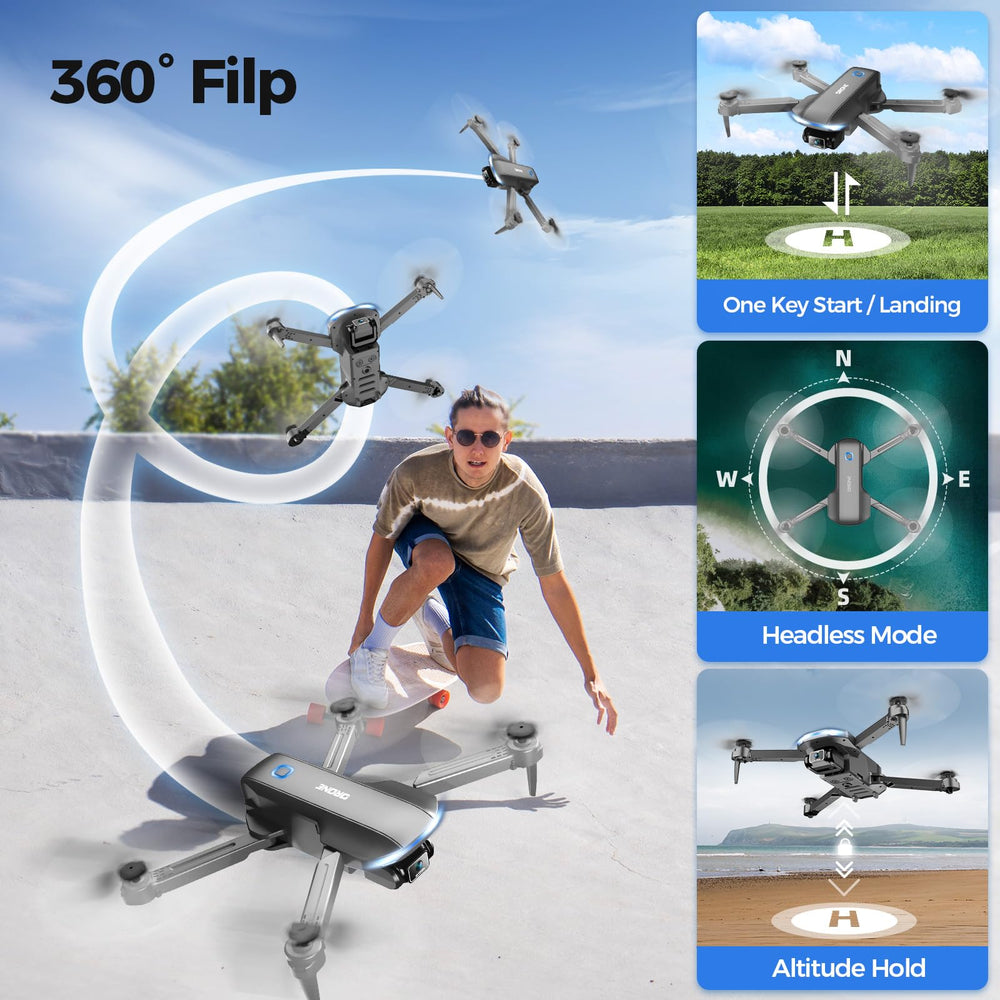 Velcase drone with dual 1050mAh batteries for longer flight time