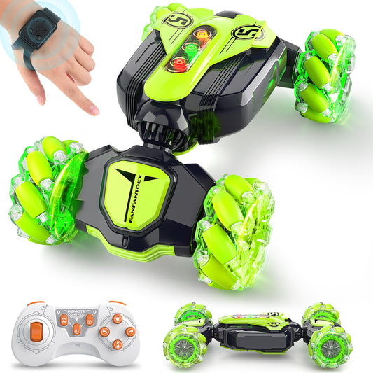 Vemander gesture-sensing RC car front view with LED lights for immersive play.