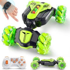 Vemander gesture-sensing RC car front view with LED lights for immersive play.