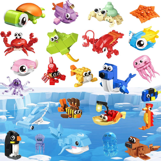 VEMBAP ocean animals shark set shown as a party favor for kids' events