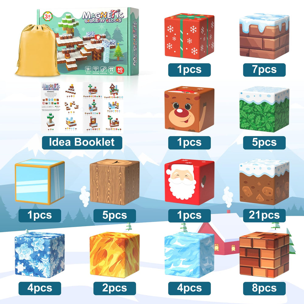 Veneibe magnetic blocks idea booklet guides step-by-step building activities.
