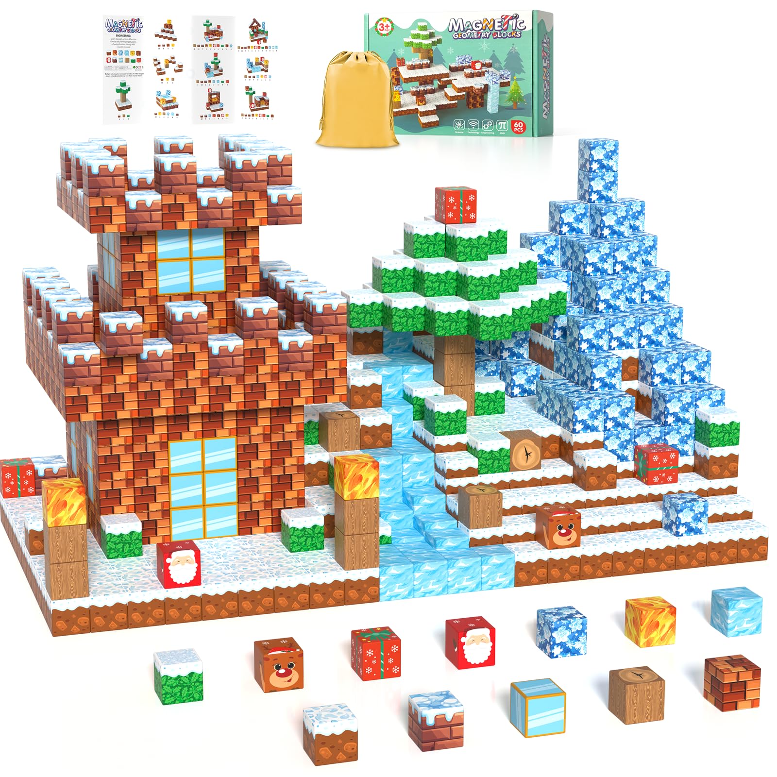 Veneibe magnetic blocks Santa scene for festive STEM play and creativity.