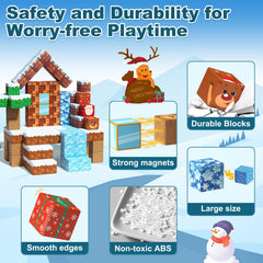 Veneibe magnetic blocks colorful designs enable tower building and structural curiosity.