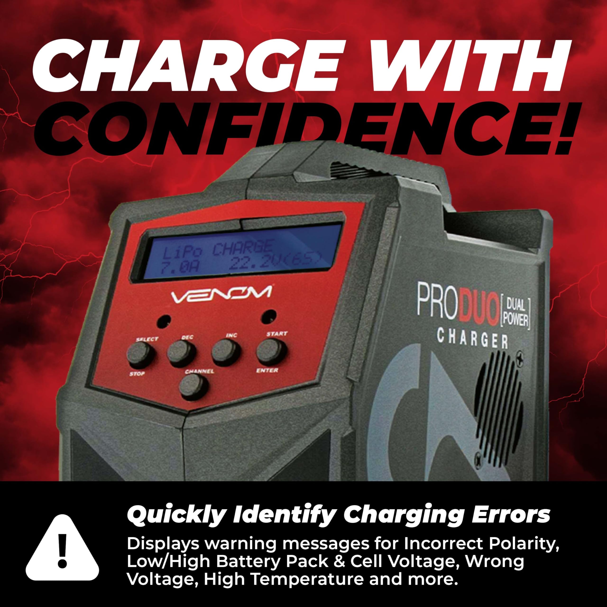 Venom Power Pro Duo supports 1S-6S packs for drones and RC cars.