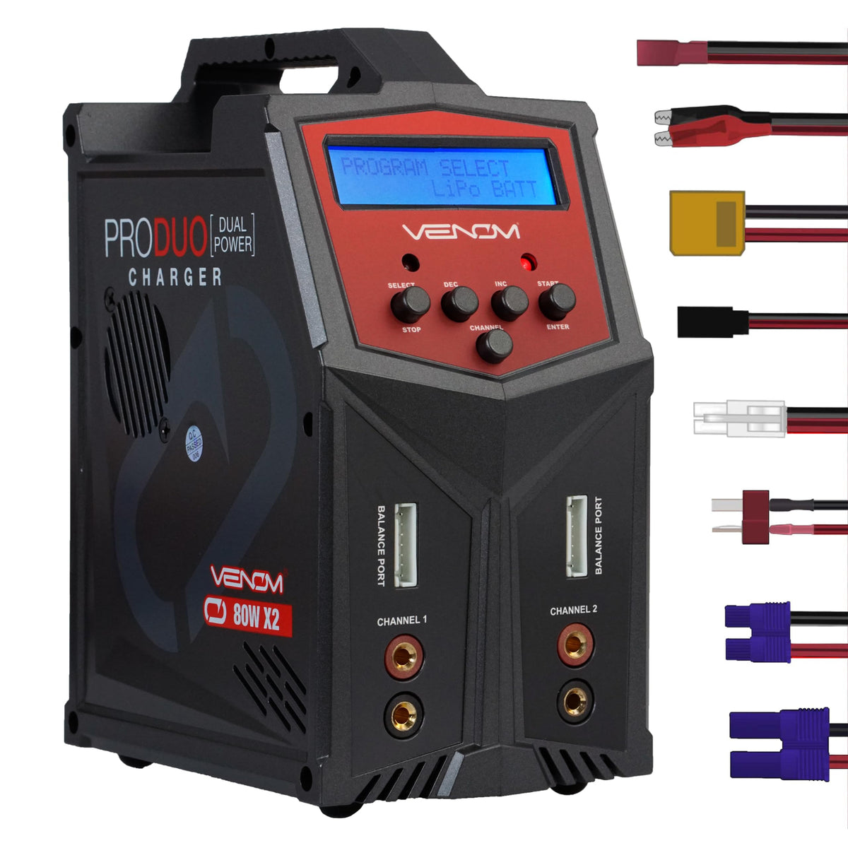 Venom Power Pro Duo charger front view with dual ports for simultaneous charging.