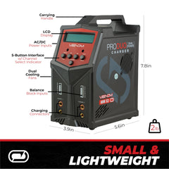 Venom Power Pro Duo temperature sensor indicates built-in safety monitoring.