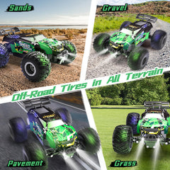 Vensico monster truck with LED headlights highlighting night visibility