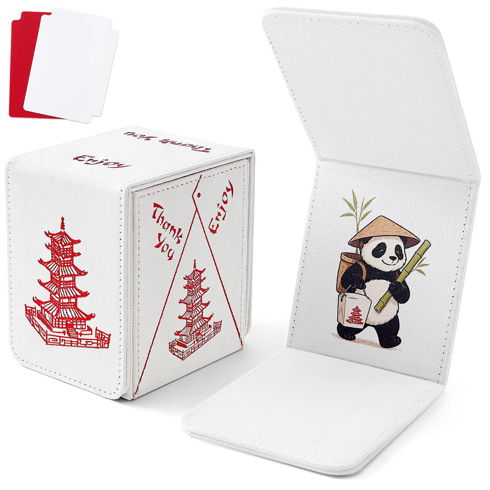 Venssu Chinese Takeout Deck Box with panda lid for quick access