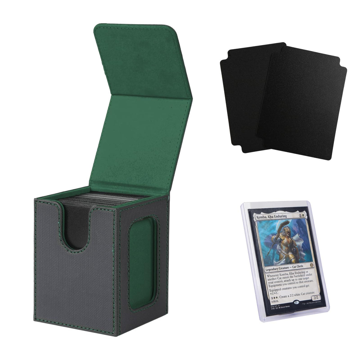 Venssu MTG deck box commander slot showing card securely displayed for easy identification