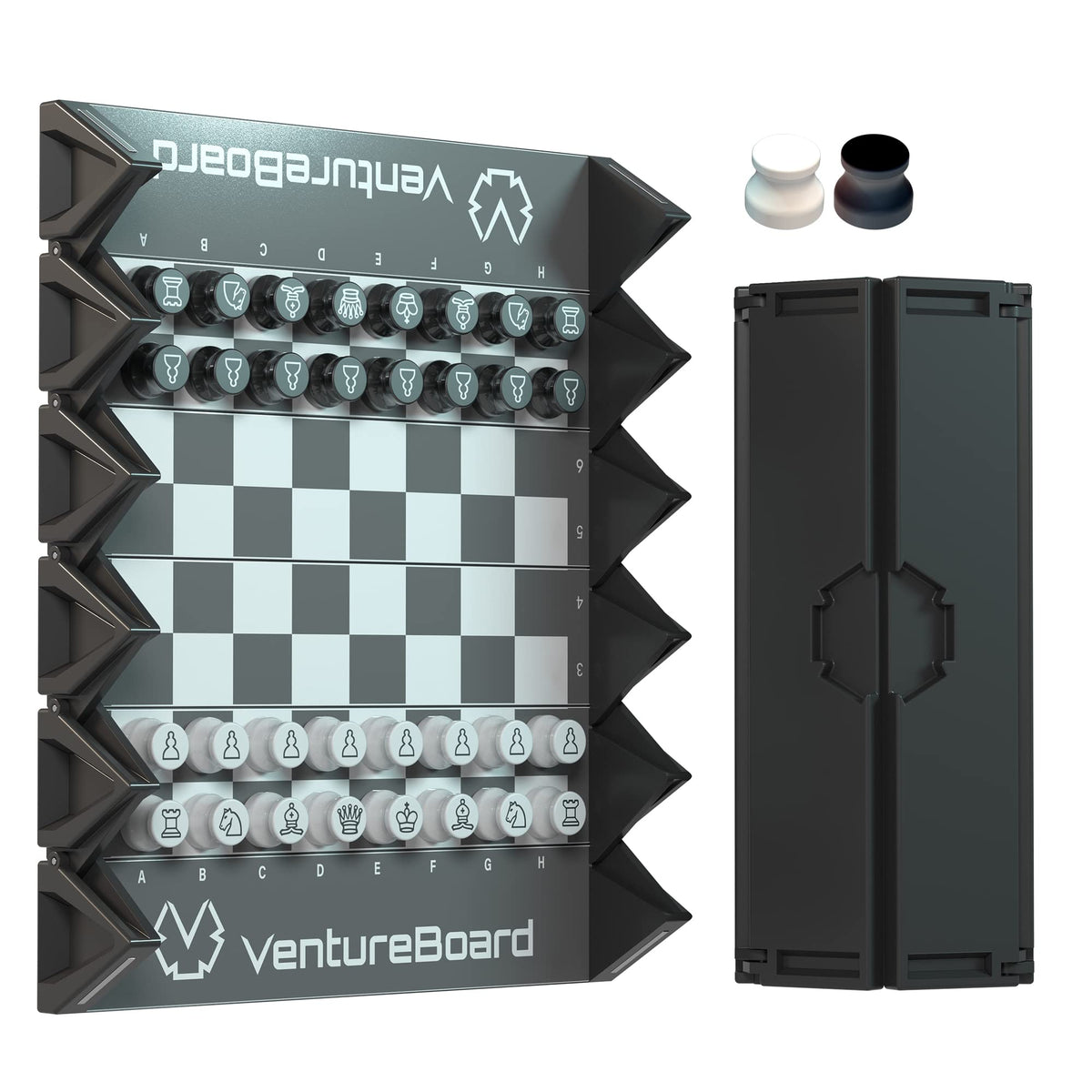 VentureBoard 6-inch magnetic chess set in roll mode for travel play.