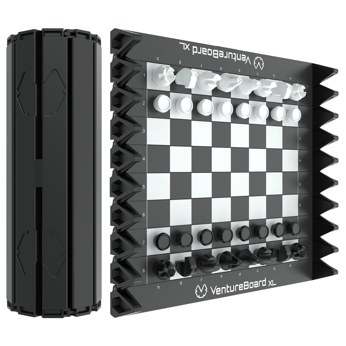 VentureBoard XL rolling chess set demonstrating portable travel-ready design