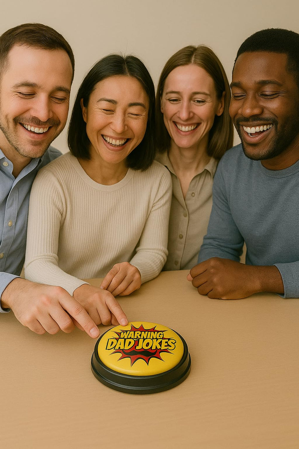 VEOJEIN AAA battery powered button delivers instant jokes at parties and gatherings.