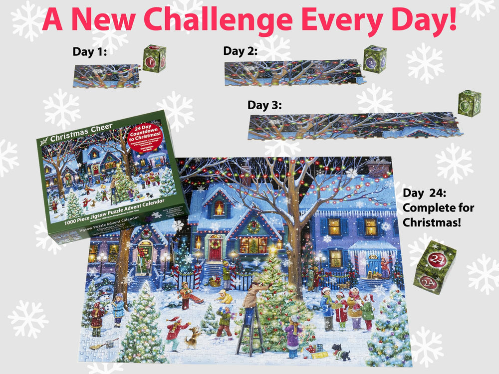 Boxed 24 numbered puzzle sections from Vermont Christmas Company for daily countdown.
